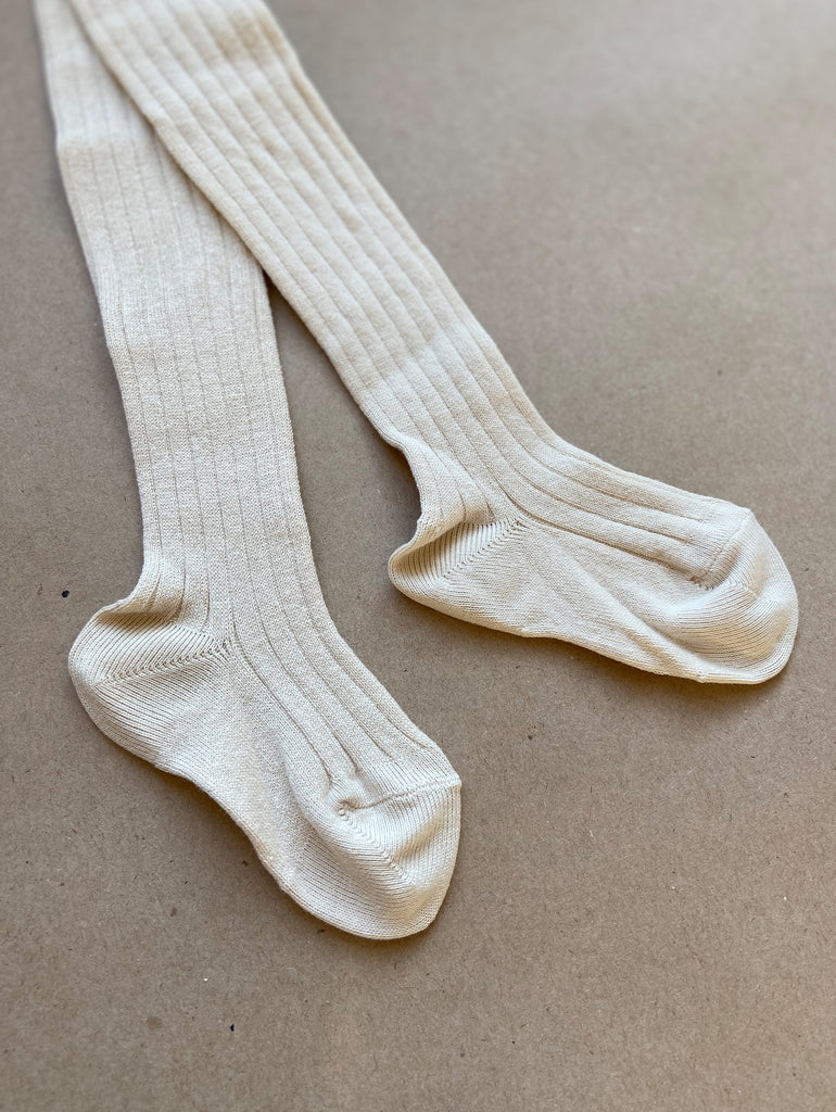 Off white ribbed kids tights