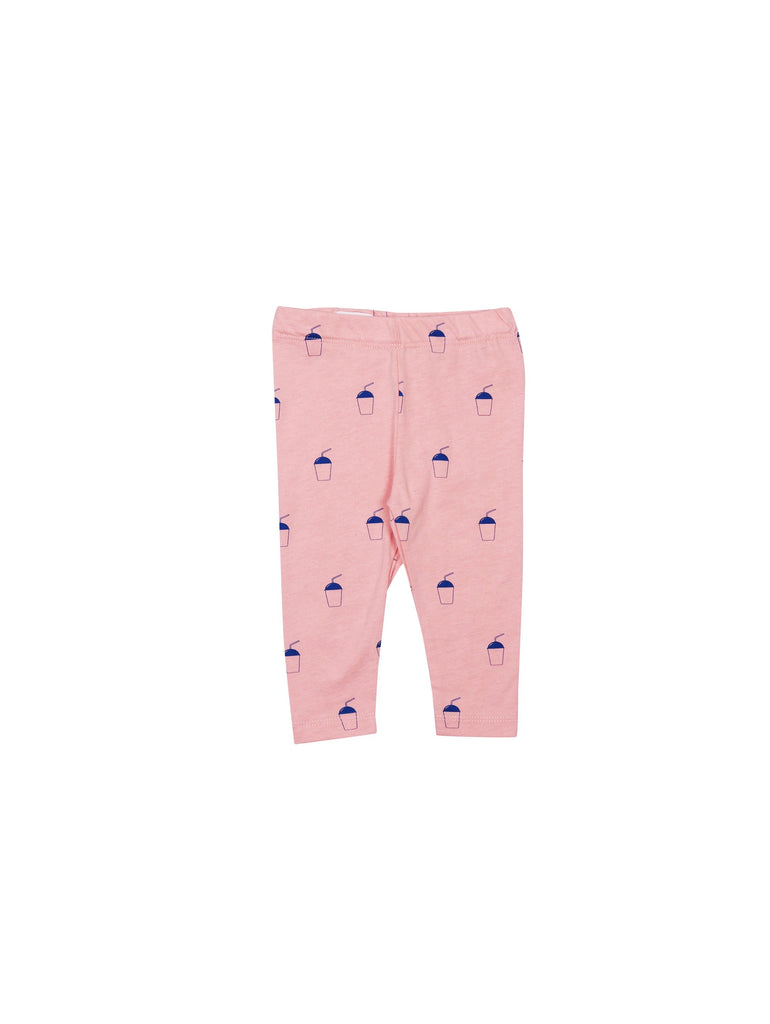 SS19 spring collection from One We Like made of 100% organic cotton. Leggings with soft adjustable elastic waist. Milkshake all over print