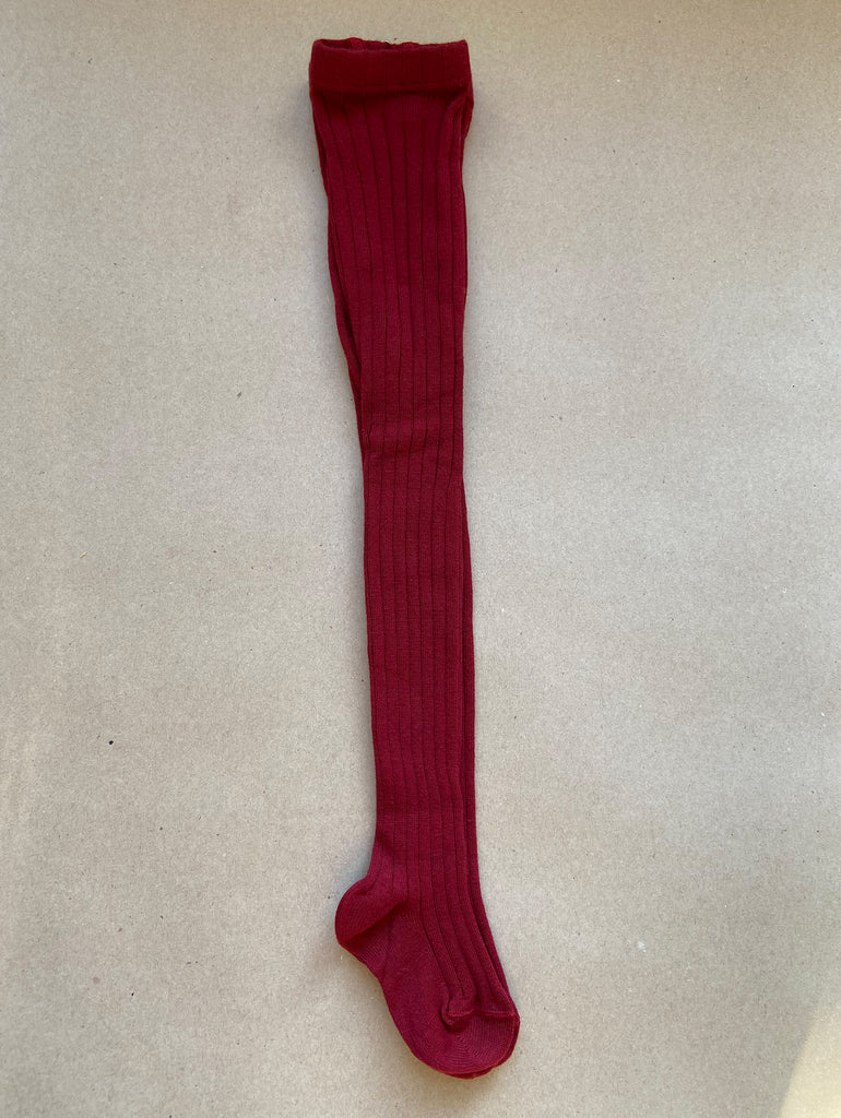 Ribbed dark red stockings from Condor